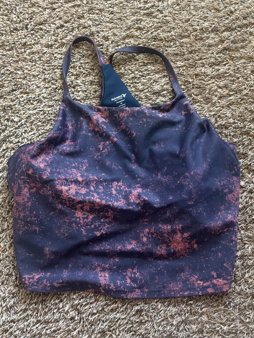 Athleta Marble Print Racerback Crop Tank - Navy & Rust